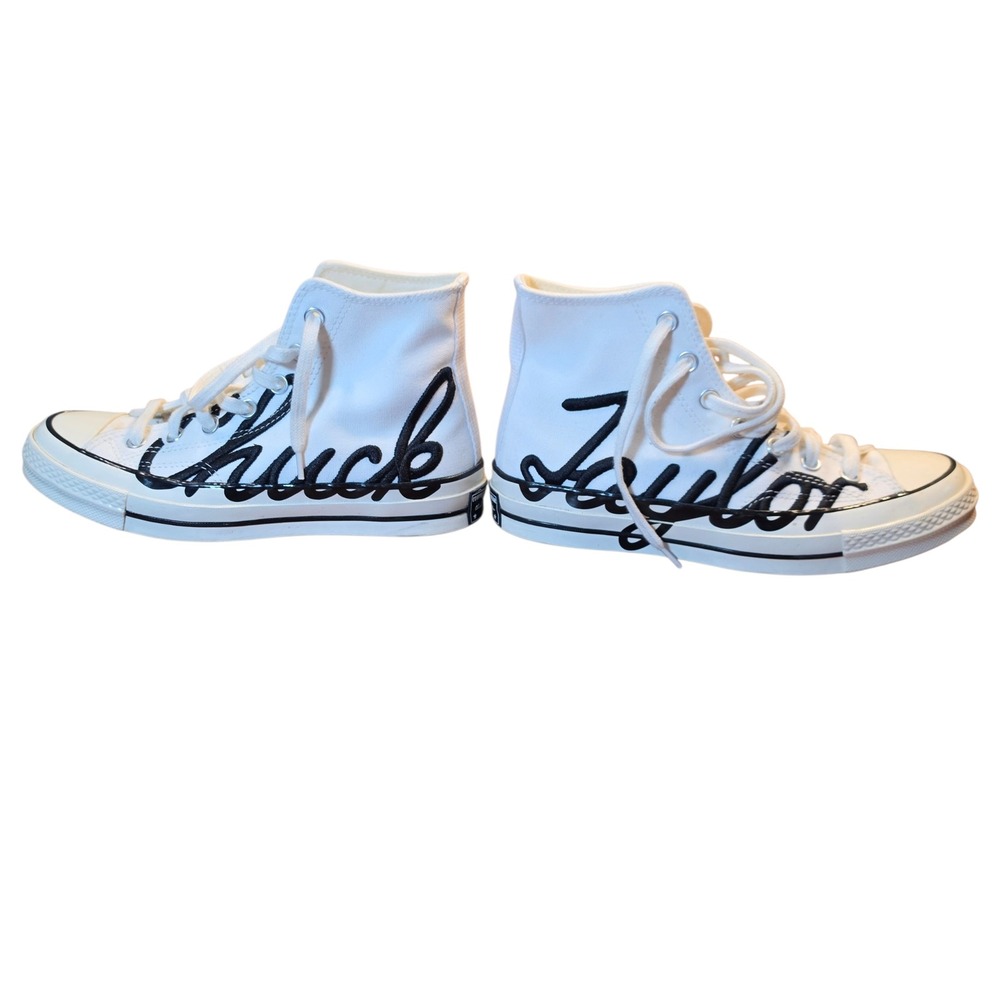 Converse Chuck 70 Hi White Black Signature Script High Top 167696C M 5.5 W 7.5